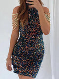 Be there - Sequined Chain Beads Bodycon Party Dress