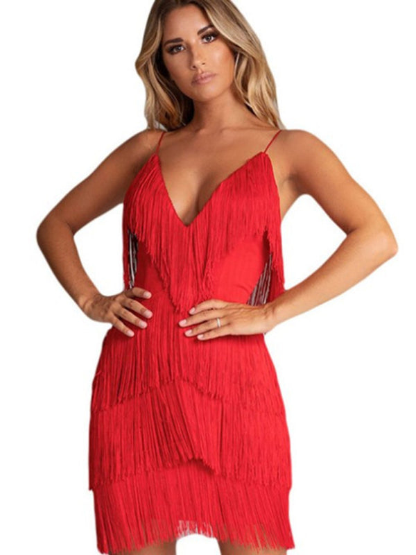 Cotonou- Tassel Stitching Sexy Backless Evening Dress