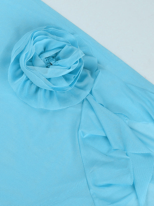 Couronne - mesh see-through flower tube top dress