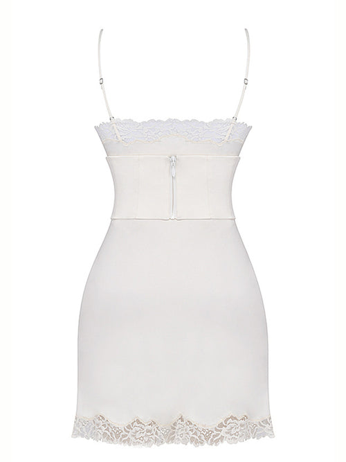 Ballers -  lace stitching V-neck strapless backless dress