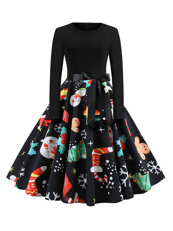 Christmas -Reindeer Print Party Swing Dress