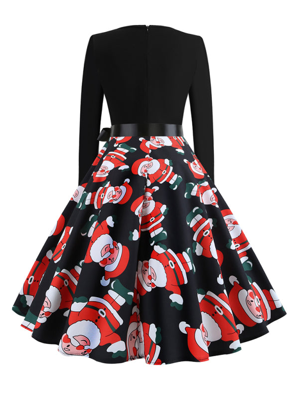Christmas -Reindeer Print Party Swing Dress