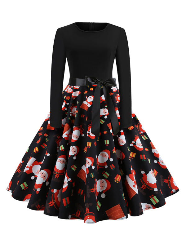 Christmas -Reindeer Print Party Swing Dress