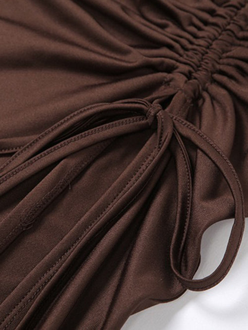 Alban-one-shoulder sexy hollow high-slit tube top dress