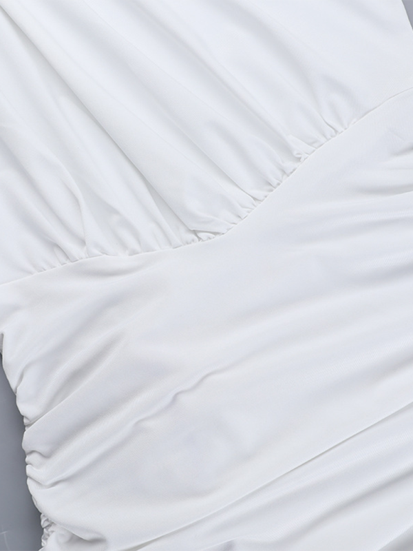 Blanca-Shoulder Three-Dimensional Flower Gathered Hip Dress