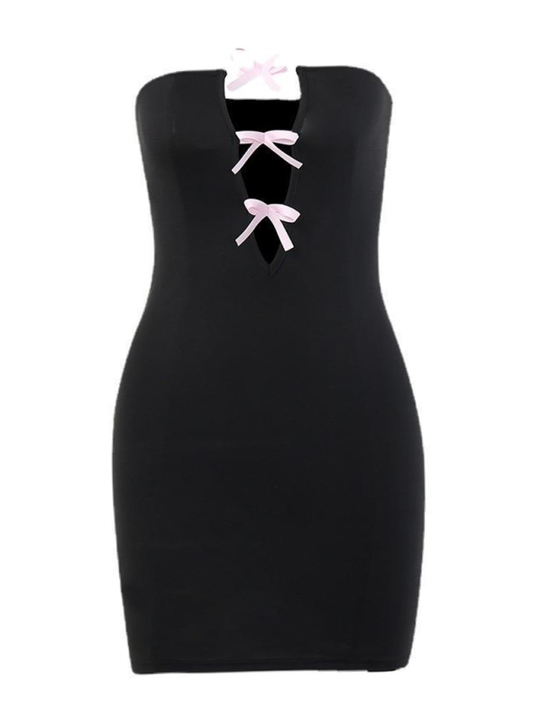 Bowknot - hollow tube top dress