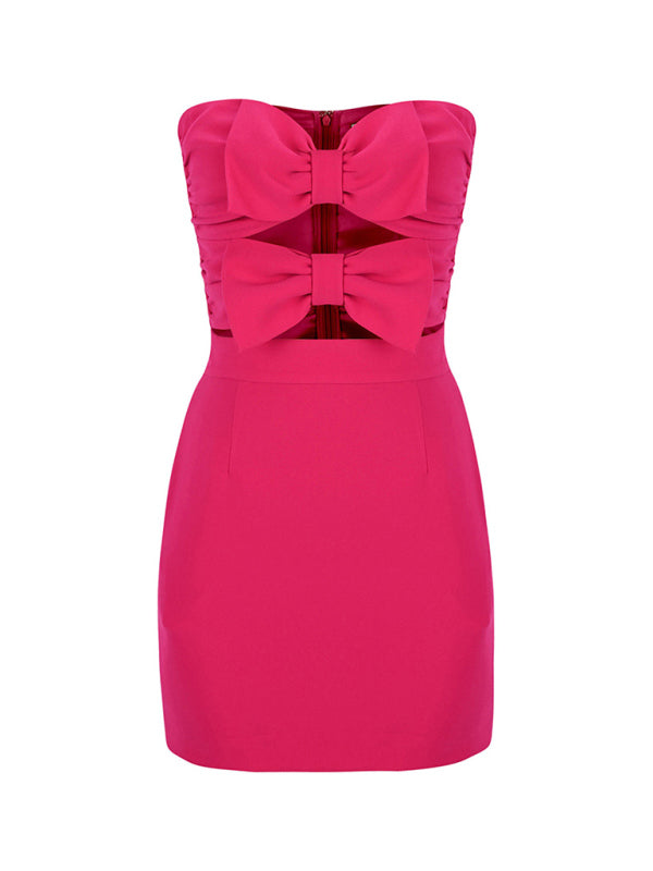 Boom - short skirt sexy backless straight skirt with bow