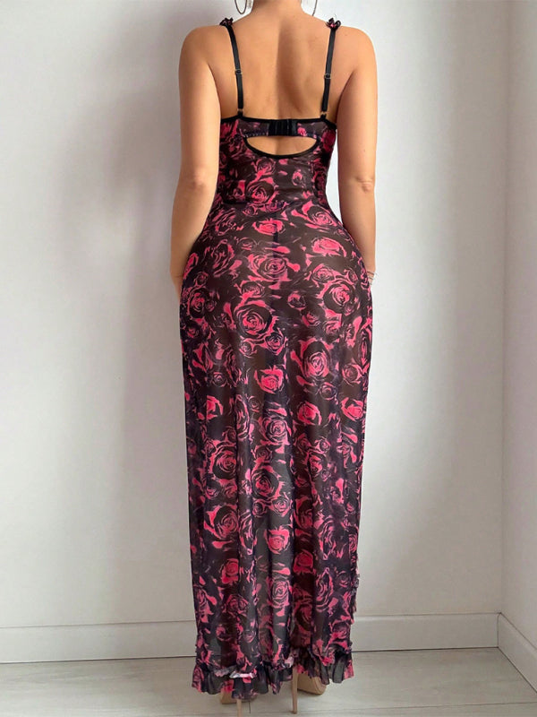 Flora - halter dress with slit, sexy lingerie