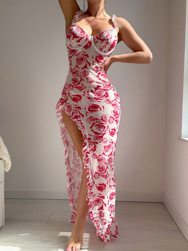 Flora - halter dress with slit, sexy lingerie